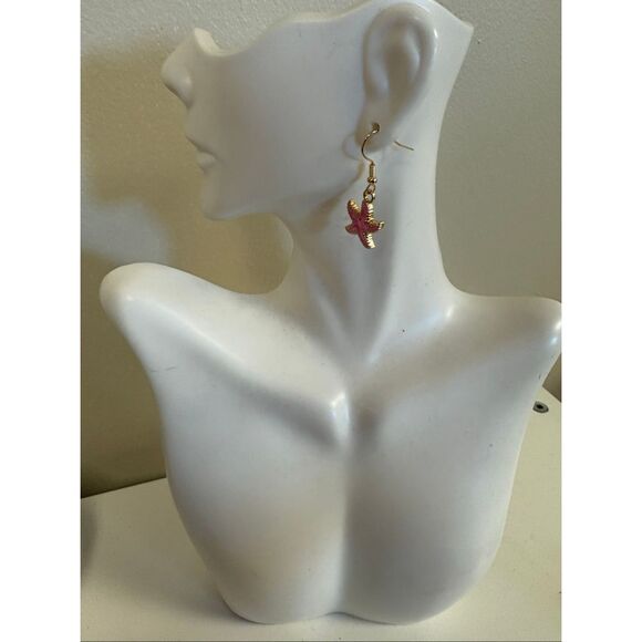 Pink Starfish Statement Earrings - Picture 2 of 3